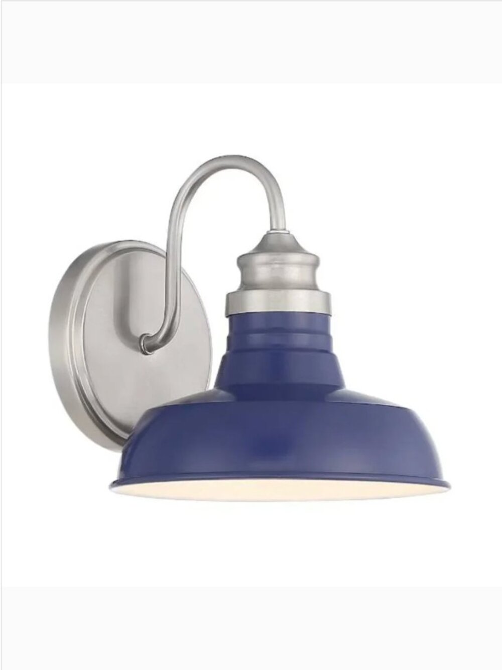 Hampton Bay Vanity Light with Blue Shades - Elmcroft Light Brushed Nickel
